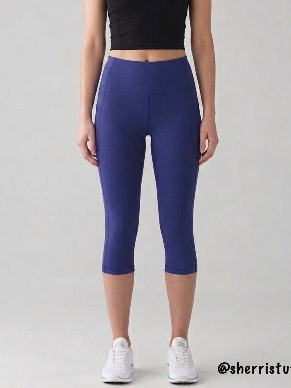 EXCELLENT Lululemon Train Times Crop 17" High-Rise Leggings Psychic Blue 4